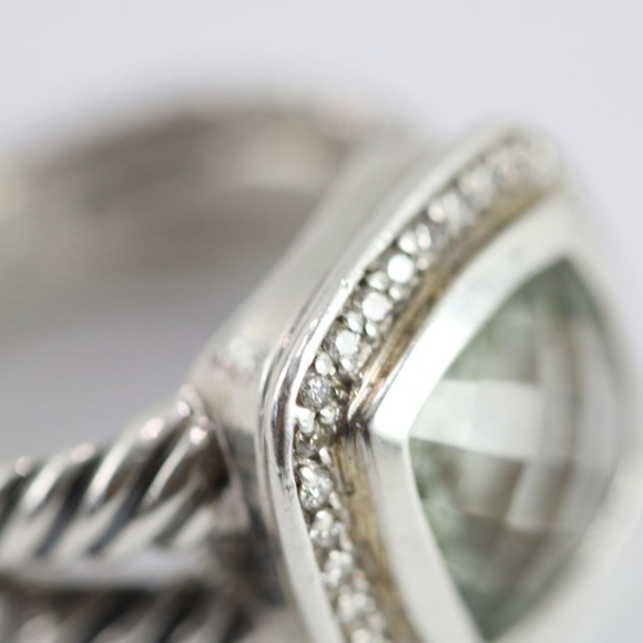 David Yurman 11mm Prasiolite Albion Diamond Ring - Picture 4 of 8